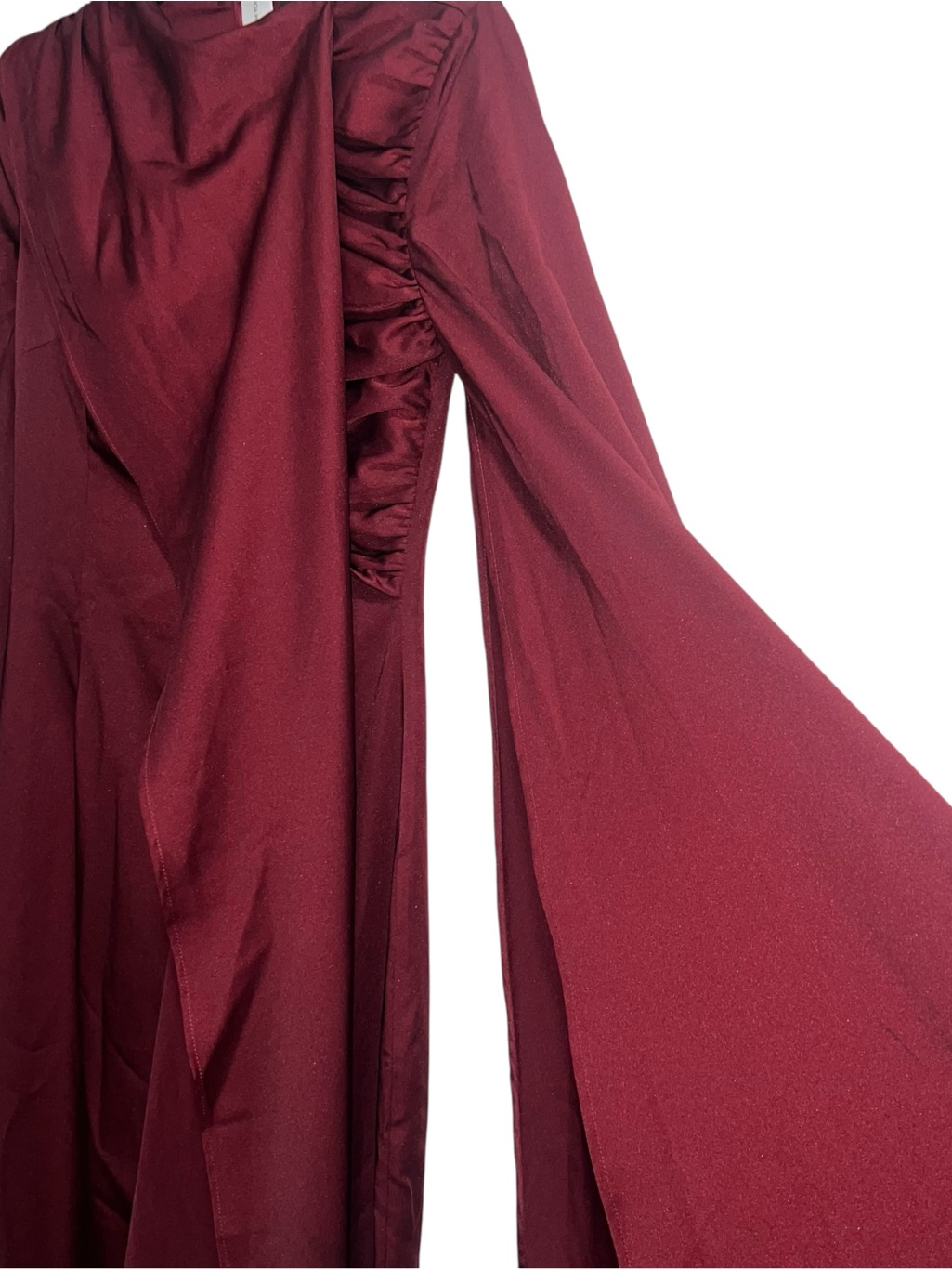 New Nwt Khanums Korello Satin Cape Sleeve Maxi Dress Red Burgundy — image 7 of 8